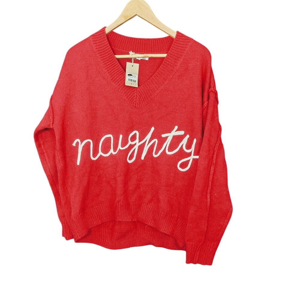 Naughty Red Christmas Sweater Women's Medium Ring Street